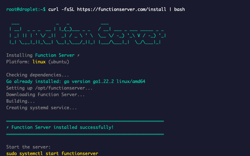 Install command running